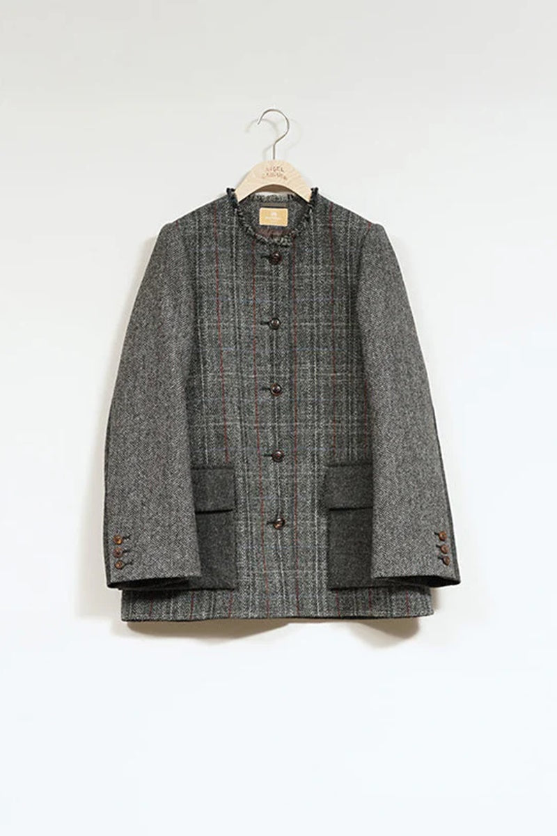 ◯ Nigel Cabourn woman - COLLARLESS JK BRITISH TWEED - CHACOAL GRAY