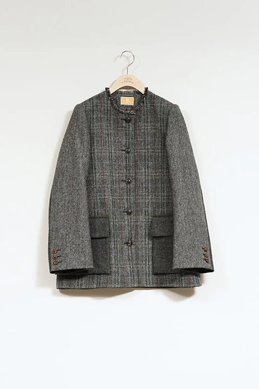 ◯ Nigel Cabourn woman - COLLARLESS JK BRITISH TWEED - CHACOAL GRAY