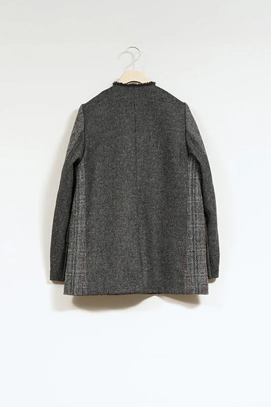 ◯ Nigel Cabourn woman - COLLARLESS JK BRITISH TWEED - CHACOAL GRAY