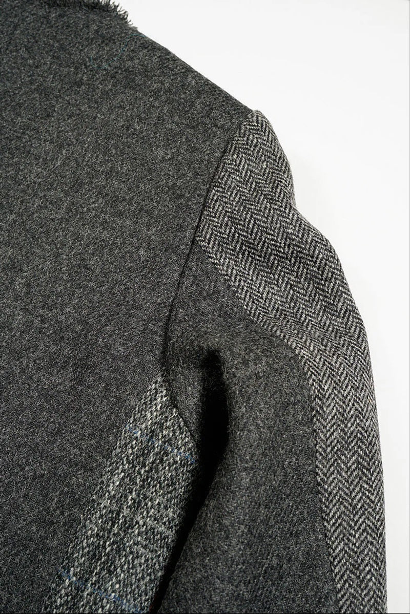 ◯ Nigel Cabourn woman - COLLARLESS JK BRITISH TWEED - CHACOAL GRAY