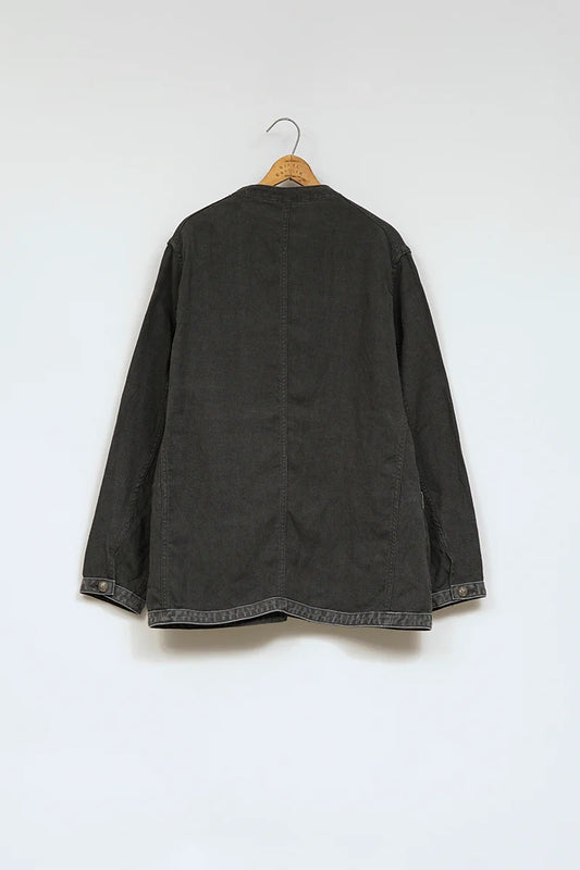 ◯ Nigel Cabourn - FRENCH WORK JK LINEN PIN OX - CHARCOAL GRAY