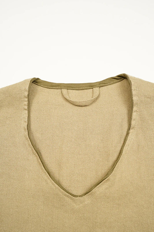 ◯ Nigel Cabourn - FRENCH WORK VEST LINEN PIN OX - KHAKI