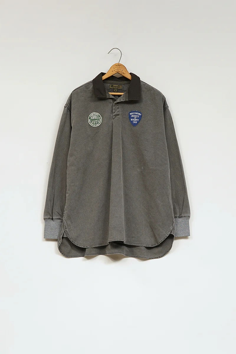◯ Nigel Cabourn - RUGGER SHIRT PIGMENT FADE - CHARCOAL  GRAY