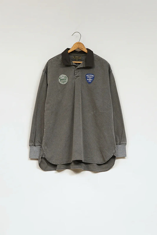 ◯ Nigel Cabourn - RUGGER SHIRT PIGMENT FADE - CHARCOAL  GRAY