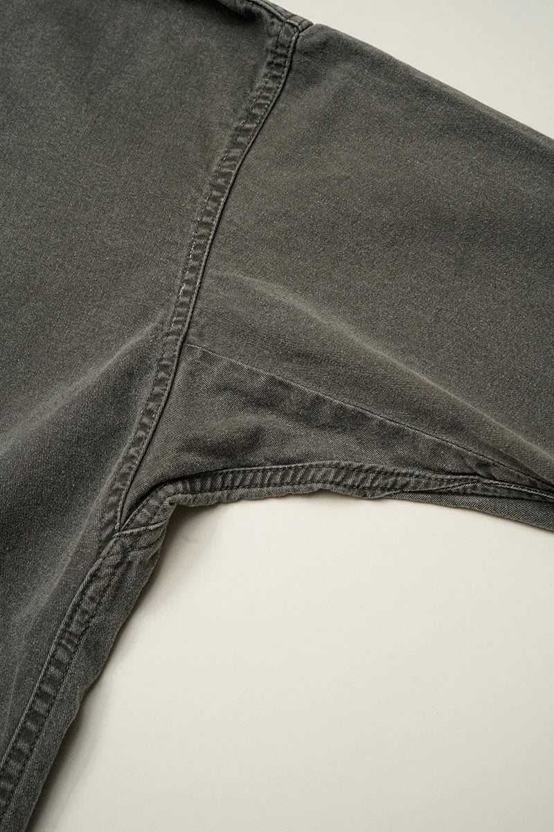 ◯ Nigel Cabourn - RUGGER SHIRT PIGMENT FADE - CHARCOAL  GRAY