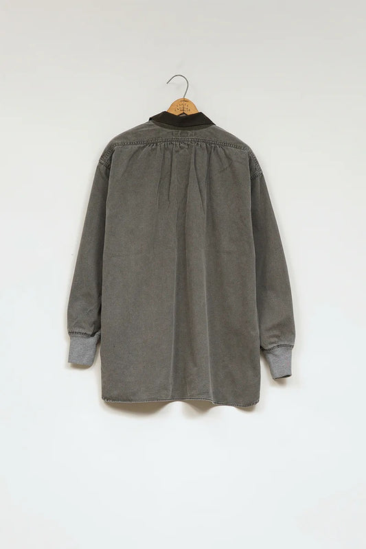 ◯ Nigel Cabourn - RUGGER SHIRT PIGMENT FADE - CHARCOAL  GRAY
