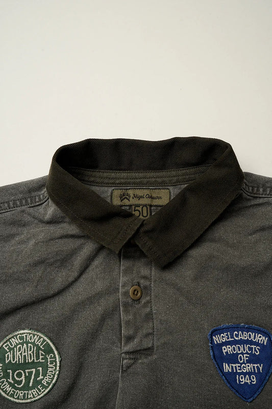 ◯ Nigel Cabourn - RUGGER SHIRT PIGMENT FADE - CHARCOAL  GRAY