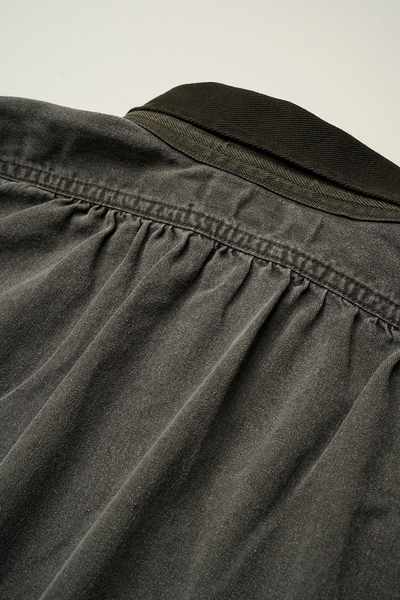◯ Nigel Cabourn - RUGGER SHIRT PIGMENT FADE - CHARCOAL  GRAY