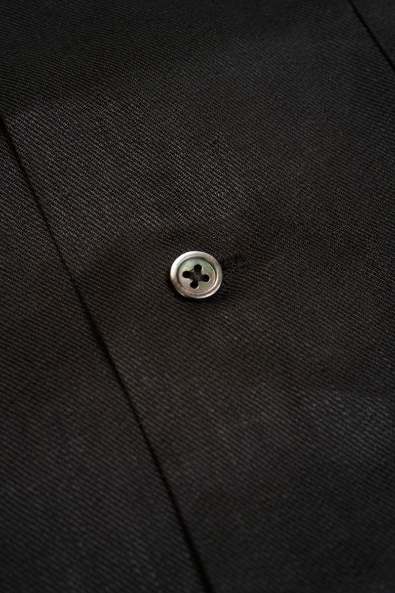 ◯ Nigel Cabourn - OPEN COLLAR SHIRT LINEN TWILL - CHARCOAL  GRAY