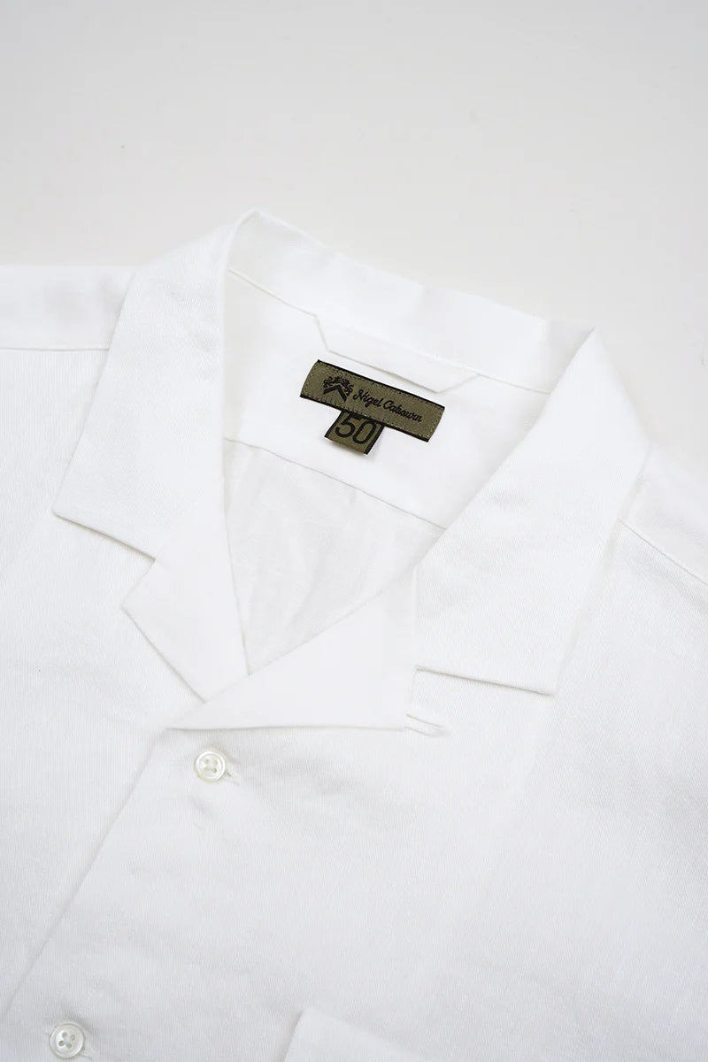 ◯ Nigel Cabourn - OPEN COLLAR SHIRT LINEN TWILL - OFF WHITE