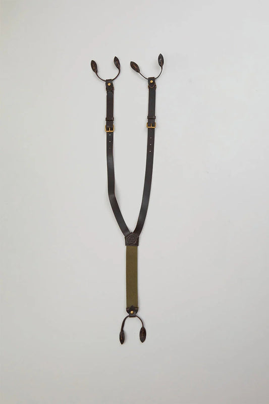 ◯ Nigel Cabourn - LEATHER SUSPENDER - DARK  BROWN