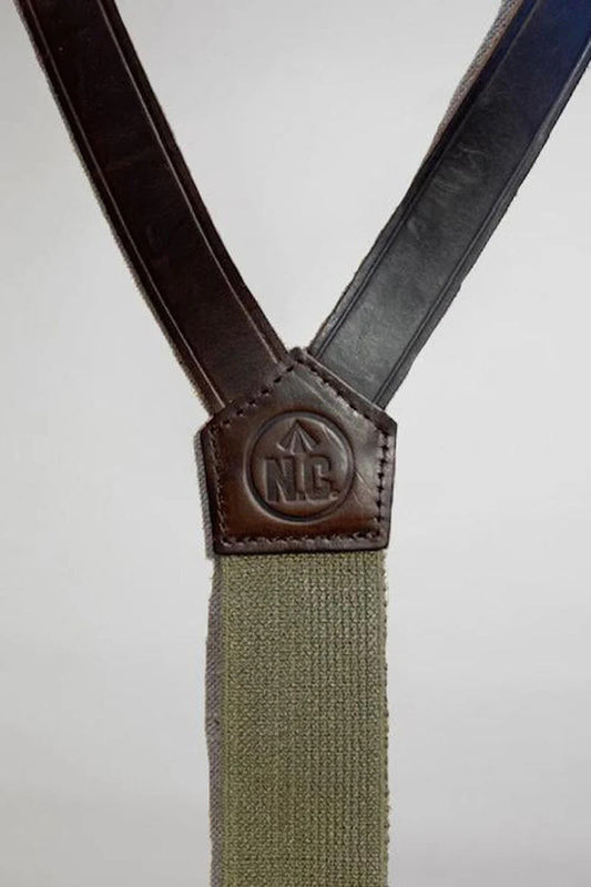 ◯ Nigel Cabourn - LEATHER SUSPENDER - DARK  BROWN