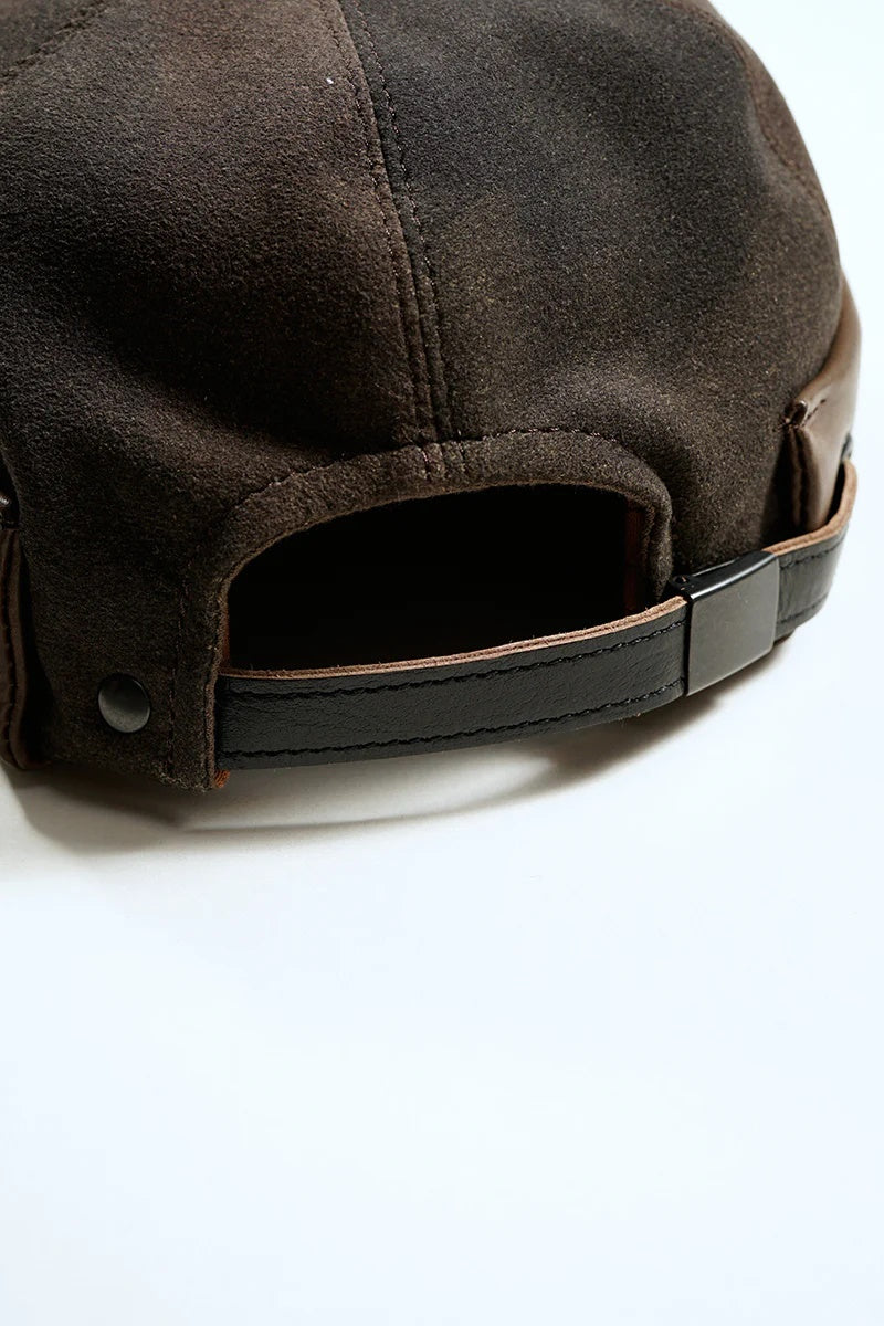 ◯ Nigel Cabourn - ROLL CAP ULTRA SUEDE CAMO - DARK BROWN