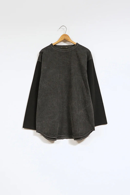 ◯ Nigel Cabourn - BASEBALL T-SHIRT PIGMENT - CHARCOAL GRAY