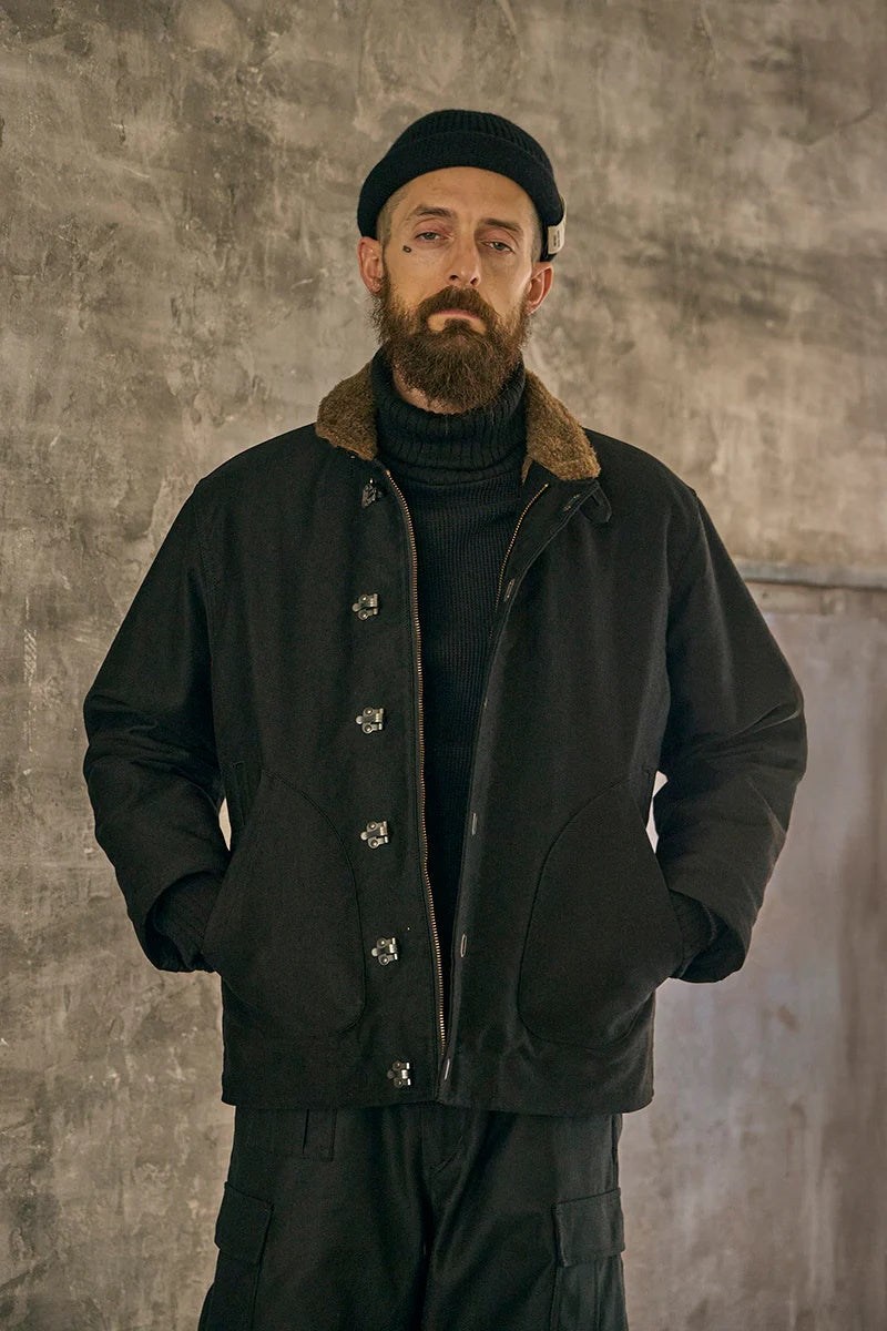 ◯ Nigel Cabourn - TURTLE NECK WAFFLE - BLACK