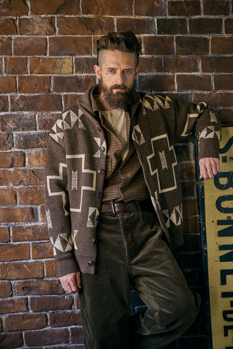 ◯ Nigel Cabourn - TRIBAL CARDIGAN - DARK BROWN