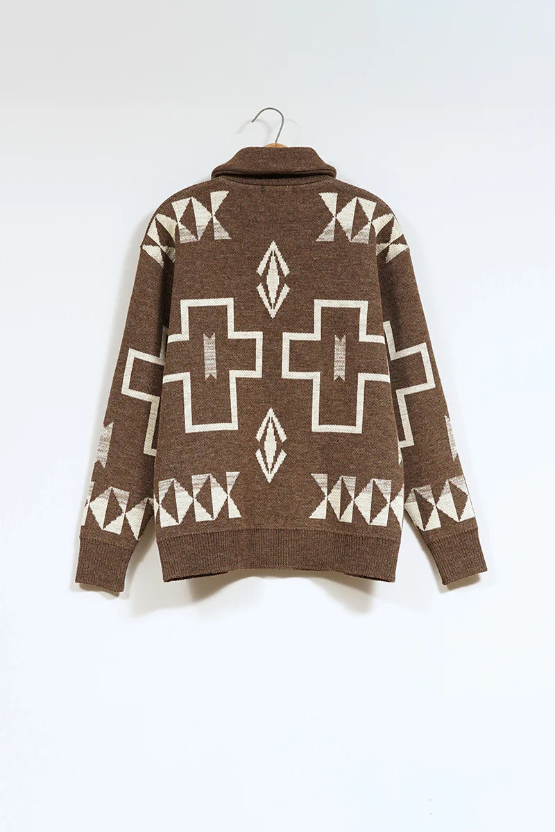 ◯ Nigel Cabourn - TRIBAL CARDIGAN - DARK BROWN