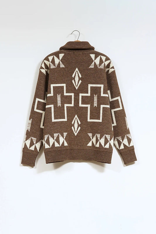 ◯ Nigel Cabourn - TRIBAL CARDIGAN - DARK BROWN