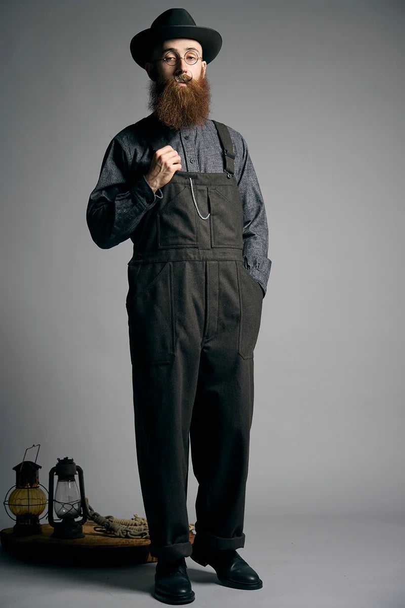 ◯ Nigel Cabourn - COAL MINER DUNGAREES B.CLOTH - BLUE GRAY