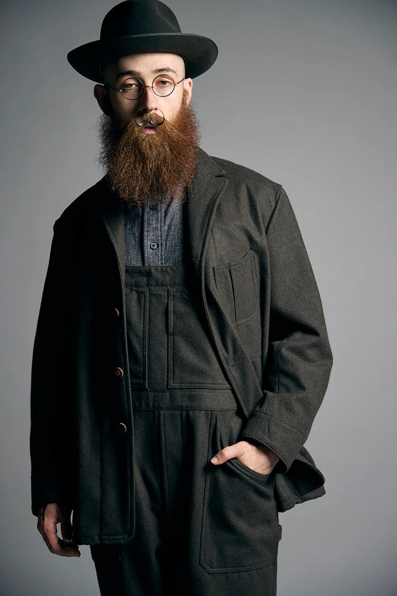 ◯ Nigel Cabourn - COAL MINER DUNGAREES B.CLOTH - BLUE GRAY