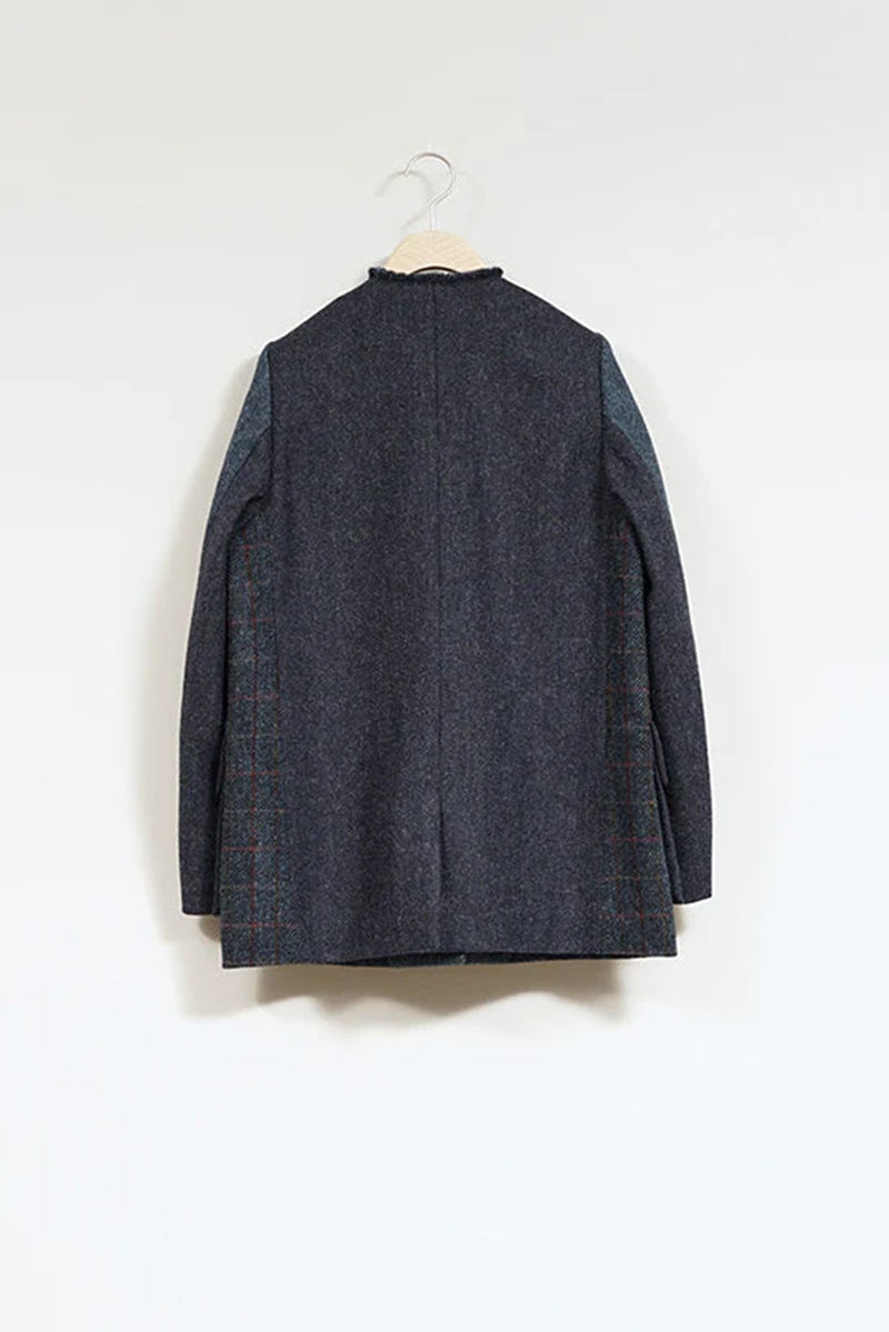 ◯ Nigel Cabourn woman - COLLARLESS JK BRITISH TWEED - INDIGO
