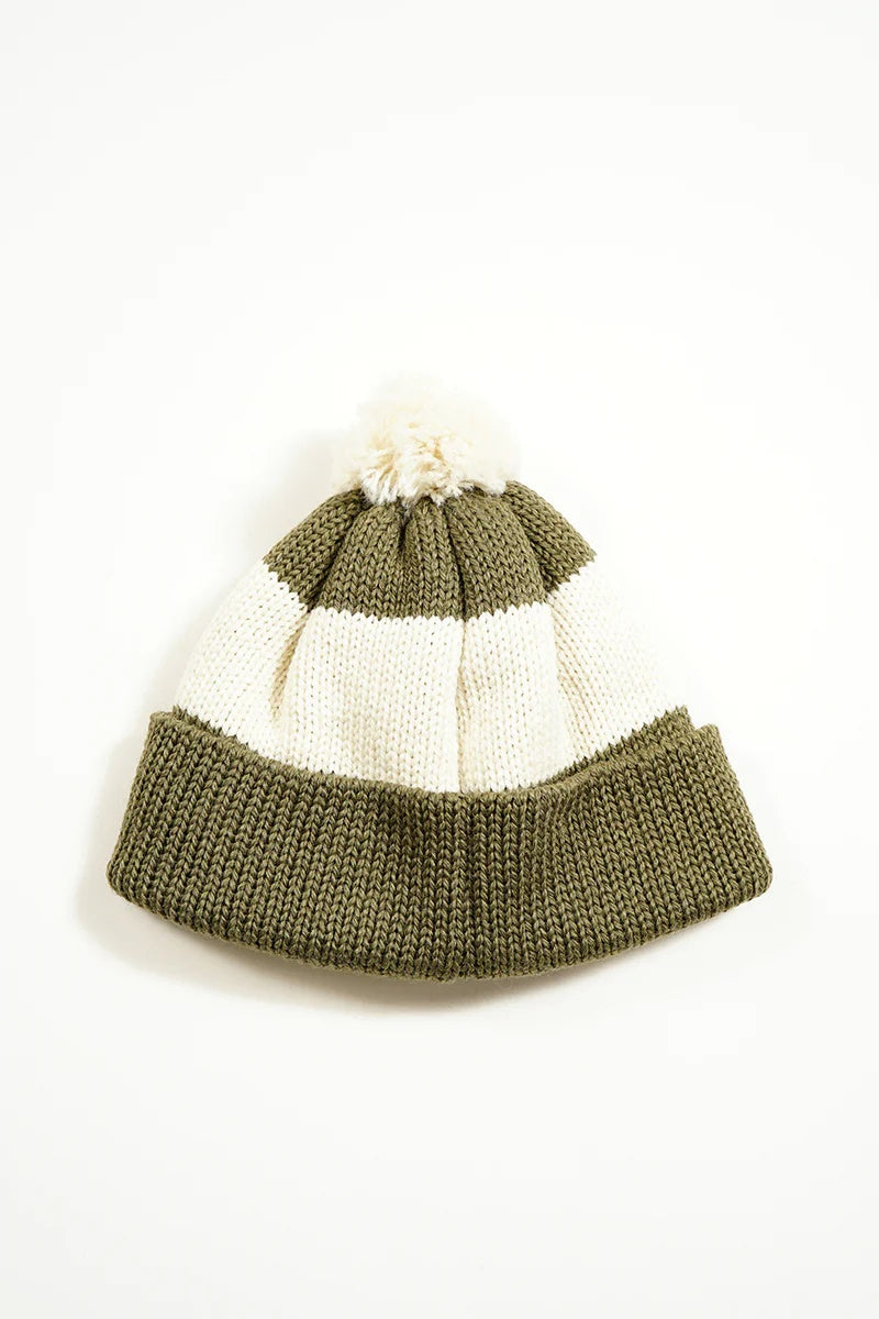 ◯ Nigel Cabourn - STRIPE BOBBLE HAT - GREEN