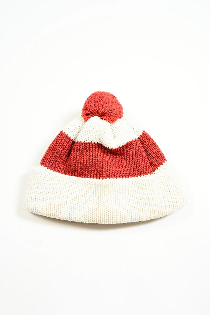 ◯ Nigel Cabourn - STRIPE BOBBLE HAT - IVORY