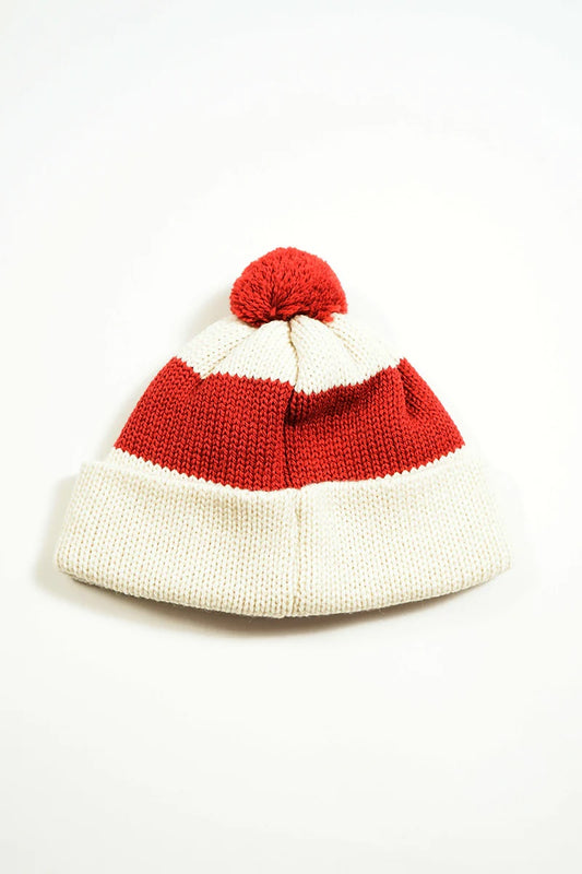 ◯ Nigel Cabourn - STRIPE BOBBLE HAT - IVORY