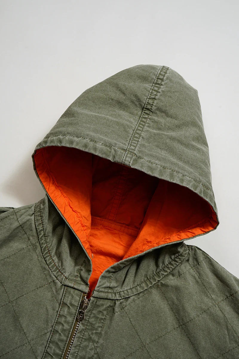 ◯ Nigel Cabourn - QUILTING DECK COAT RIPSTOP REV - GREEN