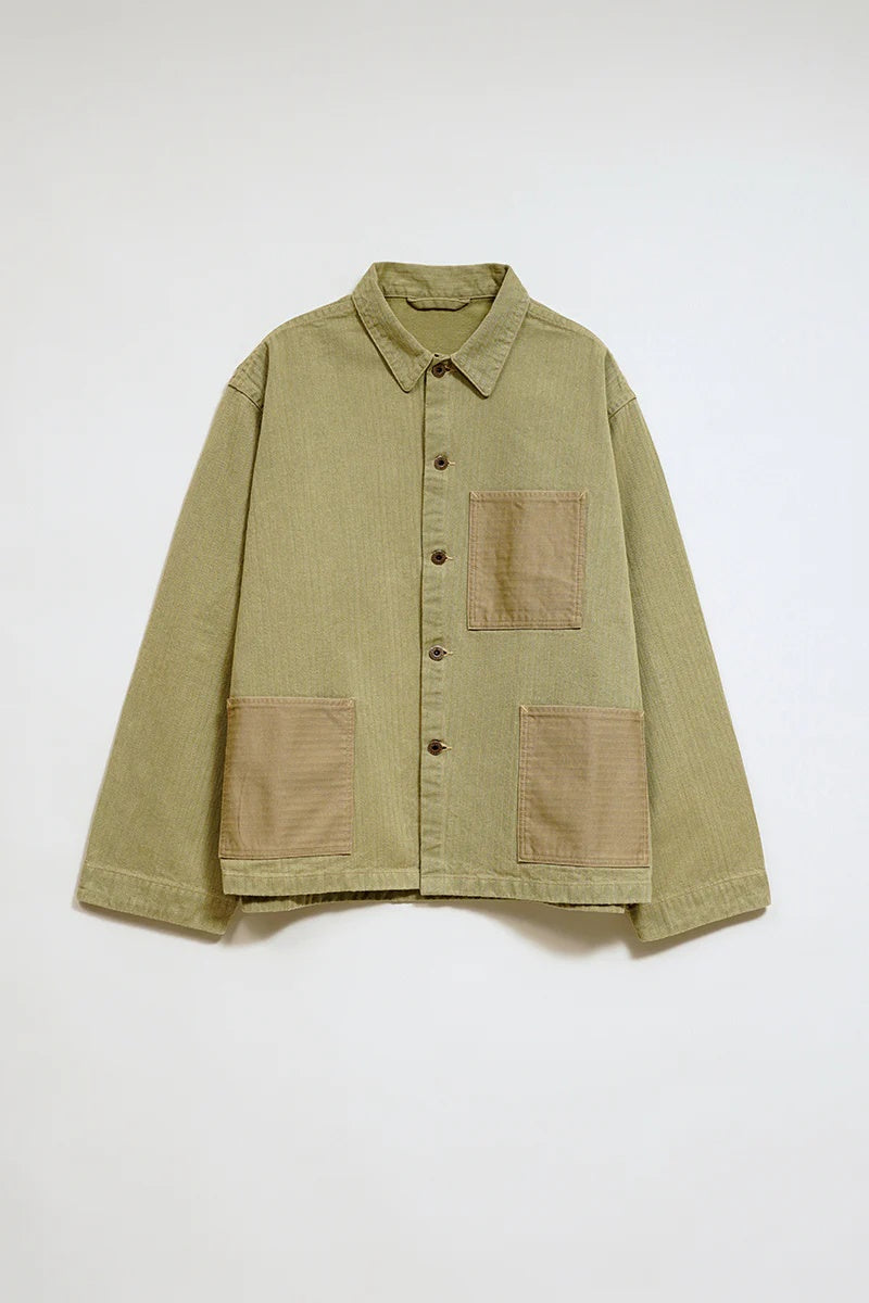 ◯ Nigel Cabourn - USMC CHORE JACKET HERRINGBONE - GREEN