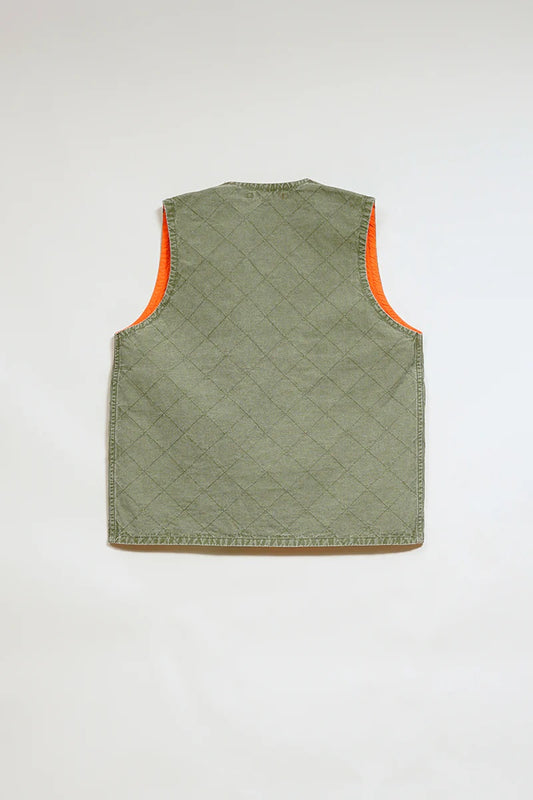 ◯ Nigel Cabourn - QUILTING DECK VEST RIPSTOP REV - GREEN