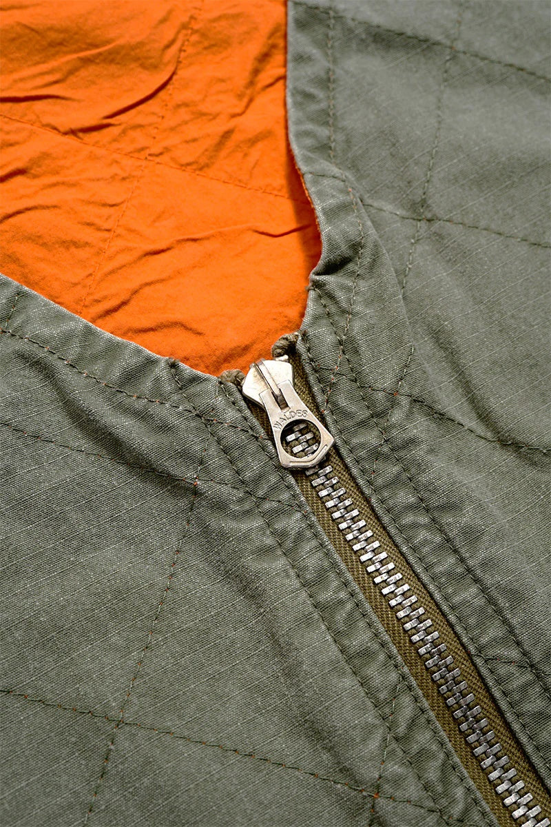 ◯ Nigel Cabourn - QUILTING DECK VEST RIPSTOP REV - GREEN
