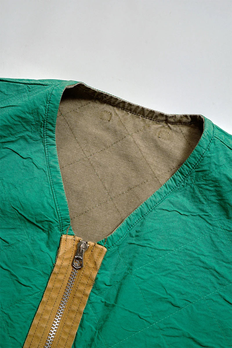 ◯ Nigel Cabourn - QUILTING DECK VEST RIPSTOP REV - KHAKI