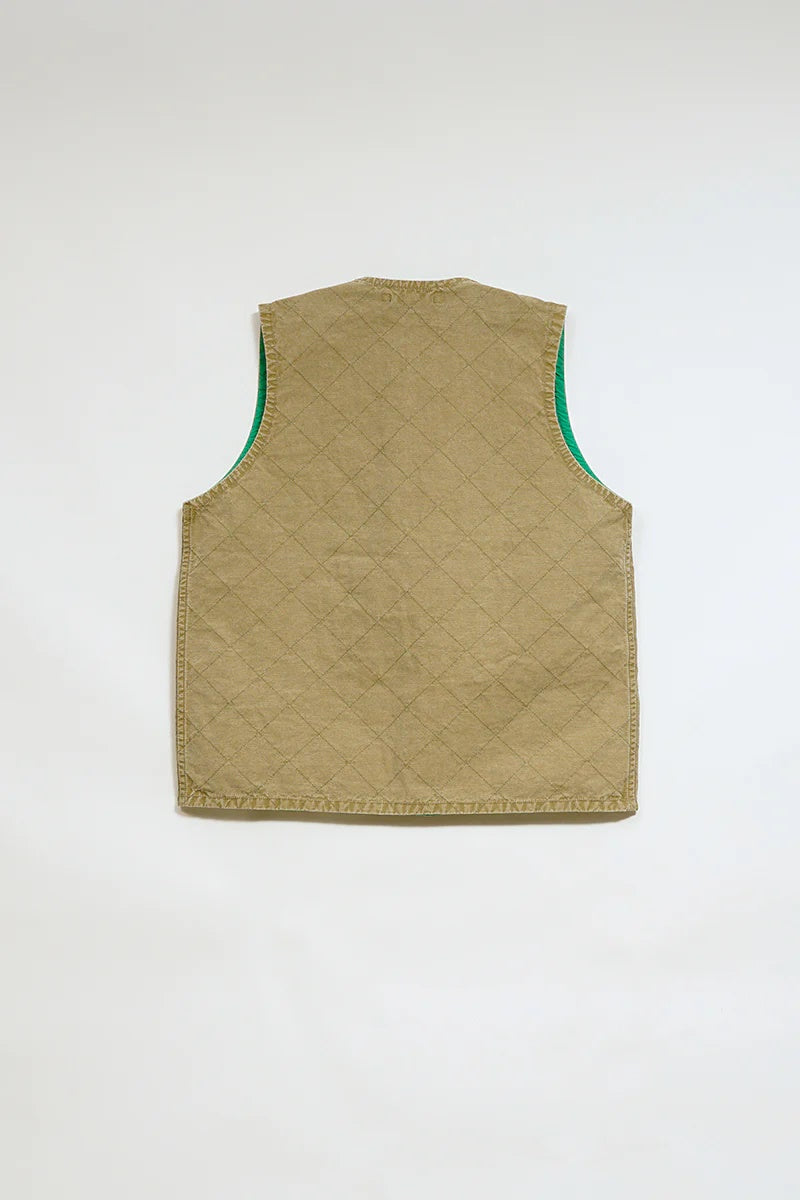 ◯ Nigel Cabourn - QUILTING DECK VEST RIPSTOP REV - KHAKI