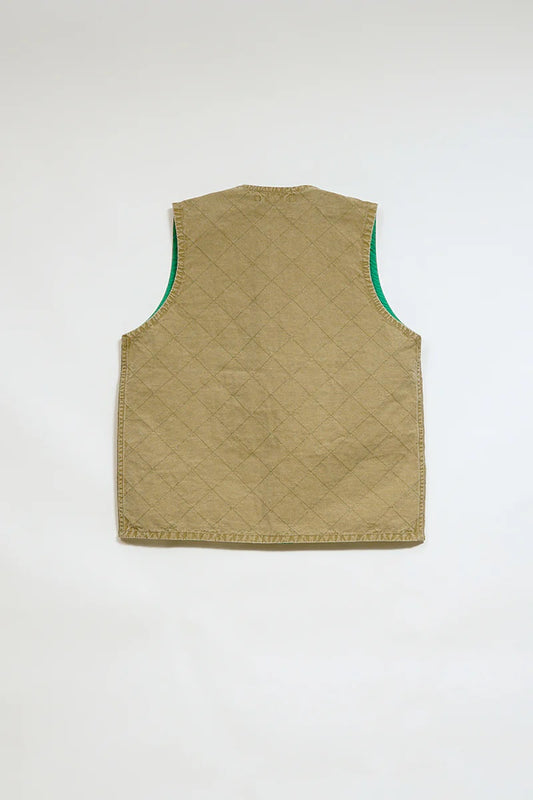 ◯ Nigel Cabourn - QUILTING DECK VEST RIPSTOP REV - KHAKI