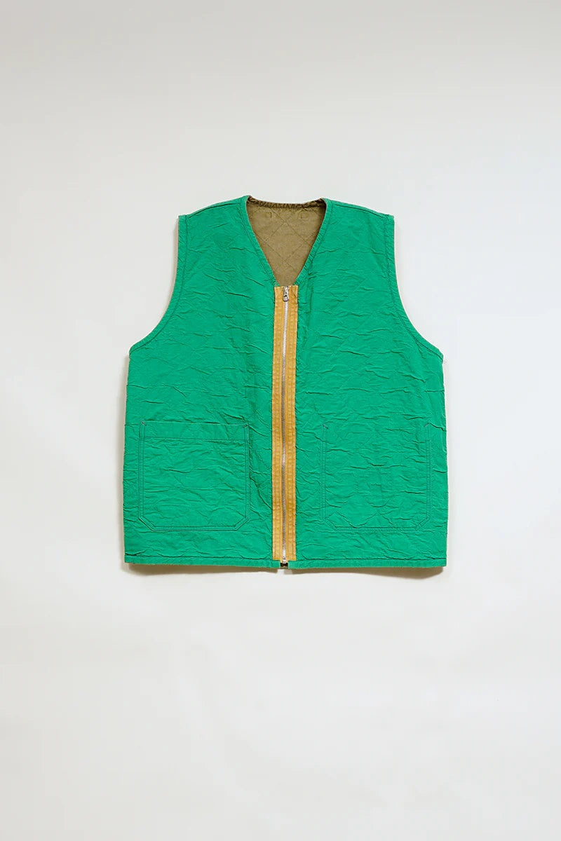 ◯ Nigel Cabourn - QUILTING DECK VEST RIPSTOP REV - KHAKI