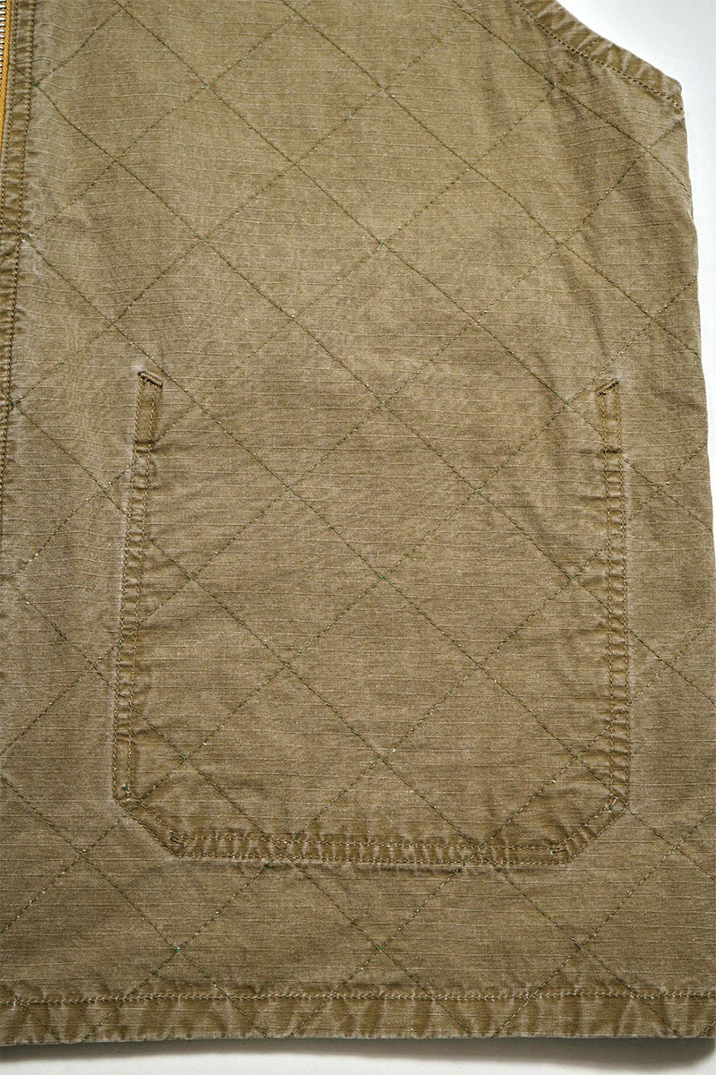 ◯ Nigel Cabourn - QUILTING DECK VEST RIPSTOP REV - KHAKI