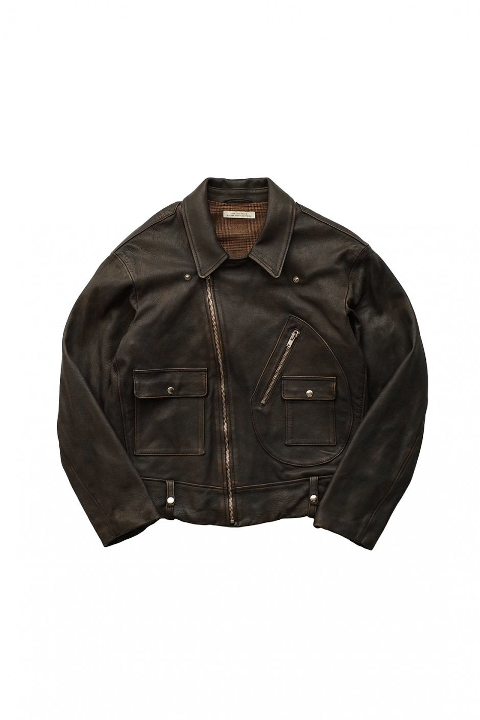 OLD JOE - DOUBLE FRONT MOTO JACKET - BLACK BROWN