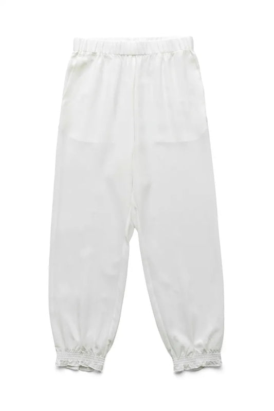 humoresque - SHIRRING PANTS - WHITE
