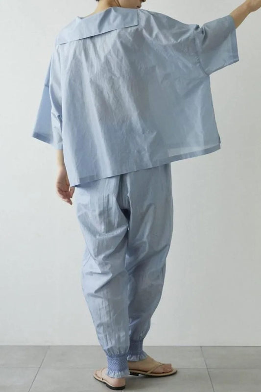 humoresque - sailor collar blouse - blue gray