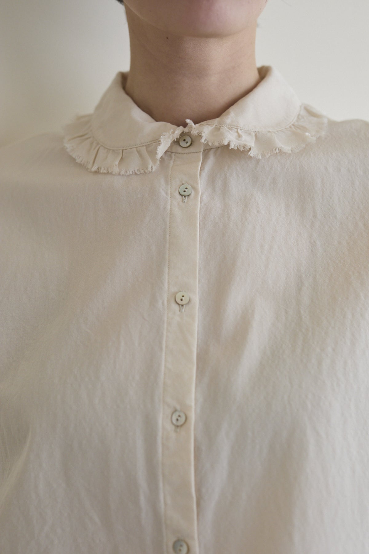 humoresque - frill collar blouse - natural