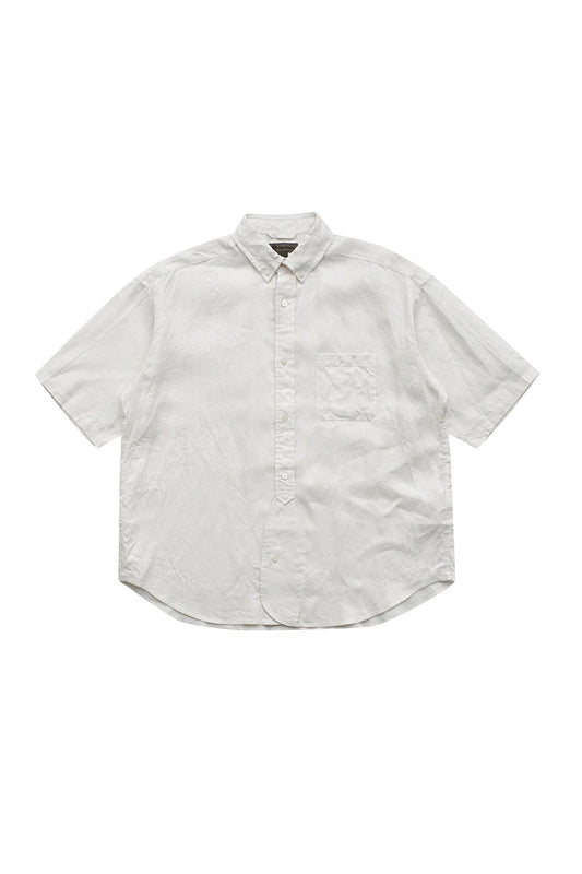 Nigel Cabourn - WIDE SHIRTS S/S LINEN OX - WHITE