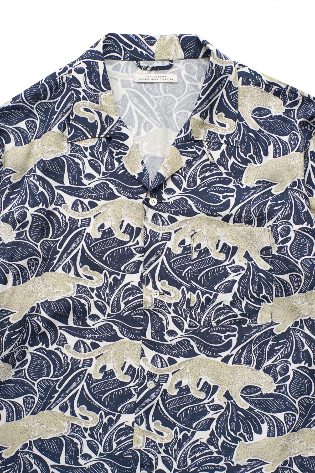 OLD JOE - ORIGINAL PRINTED OPEN COLLAR SHIRTS(LONG SLEEVE) - PANTHER COBALT