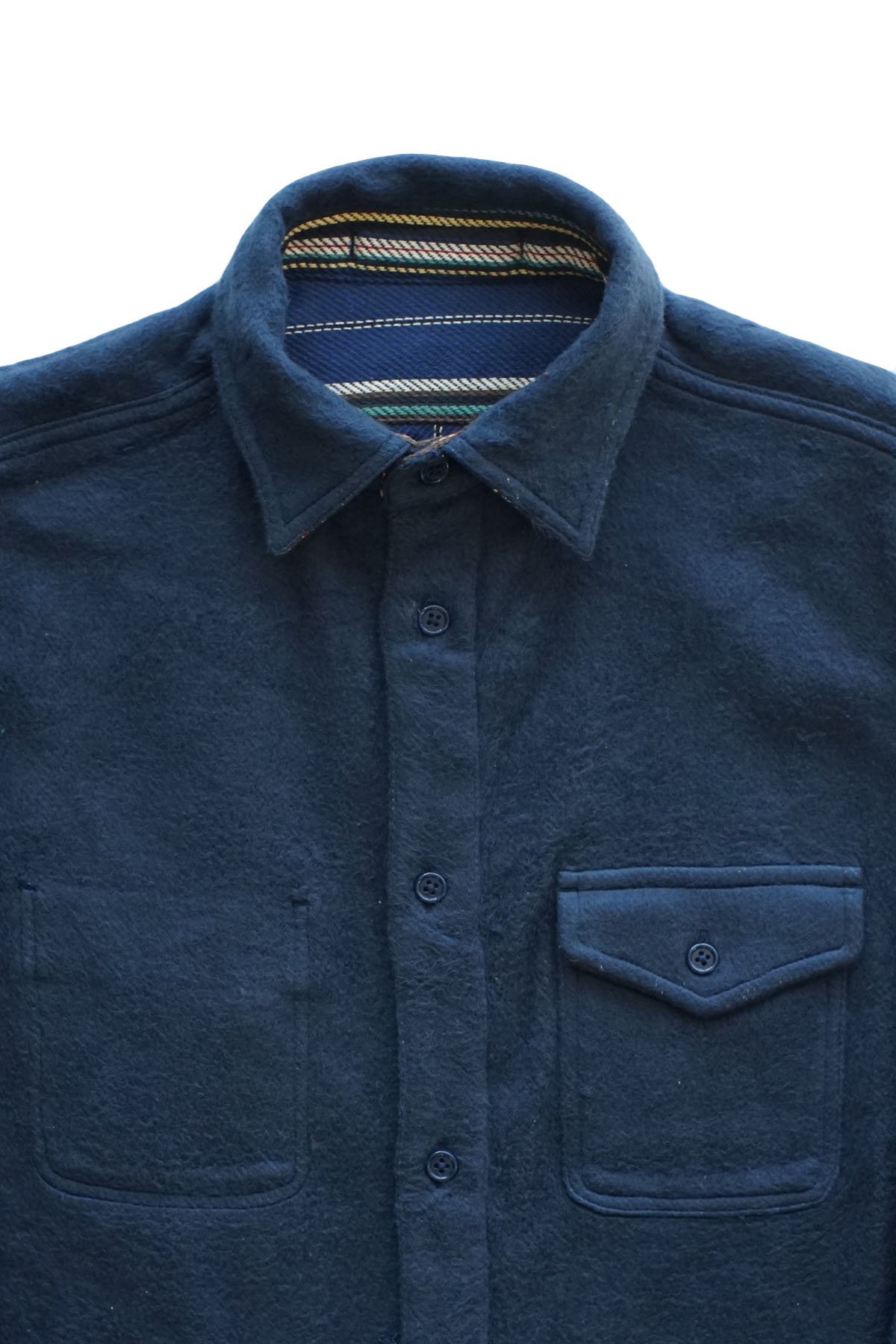 Nigel Cabourn - BLANKET REVERSIBLE FLANNEL SHIRT - BLUE