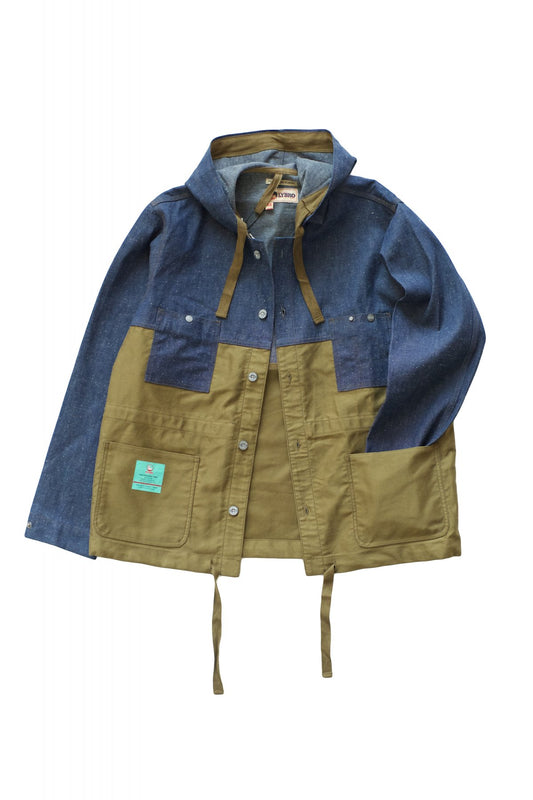 NIGEL CABOURN - LYBRO SPLIT ARMY HOODED CHORE JACKET - OLIVE