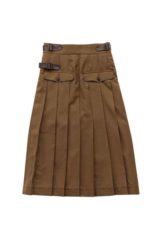 Nigel Cabourn woman - KILT SKIRT(WOOL SERGE) - KHAKI