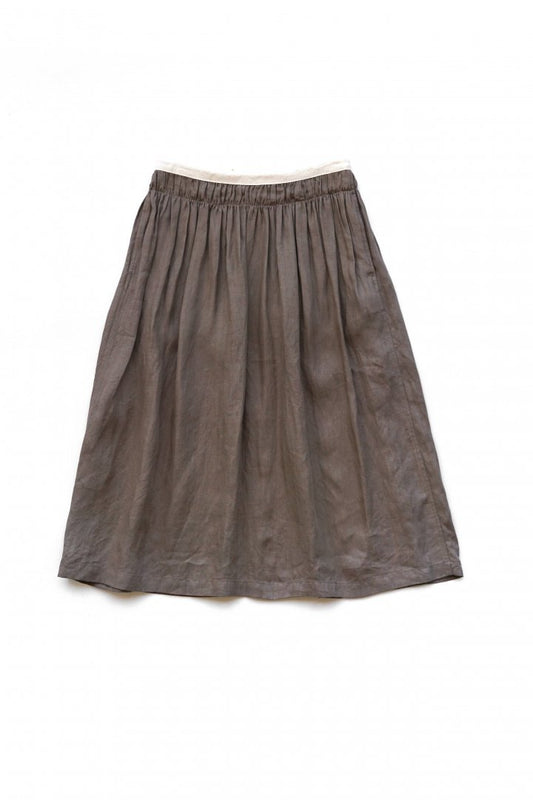 Nigel Cabourn woman - VINTAGE GATHERED SKIRT - LINEN HERRINGBONE - BEIGE