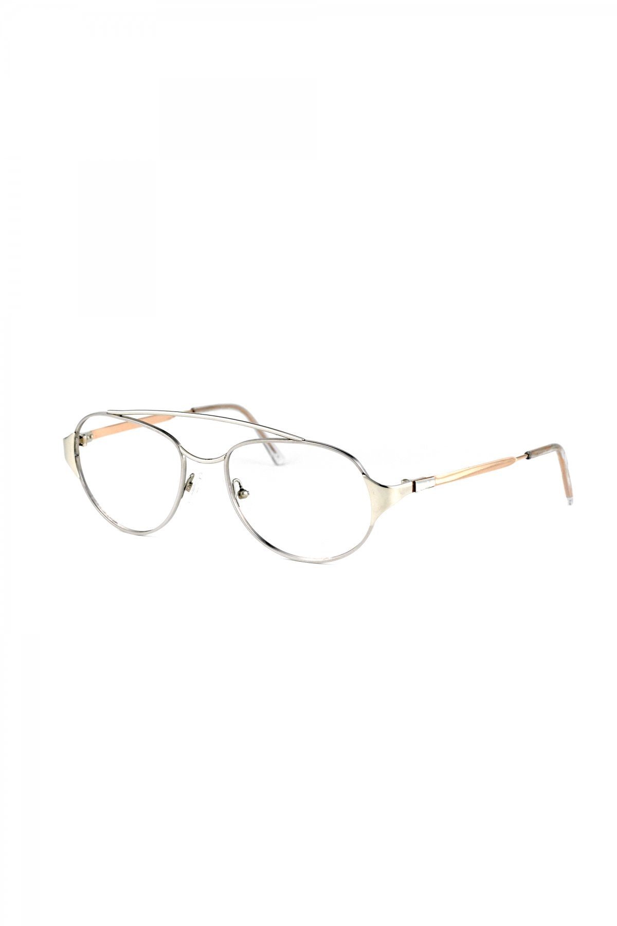 1970s FRANCE VINTAGE EYEGLASS W-BRIDGE METAL EYEGLASS - OPT-722