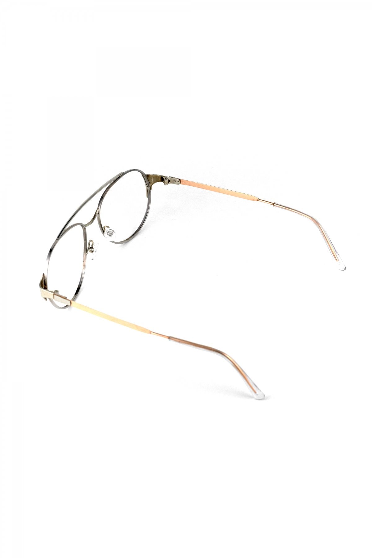 1970s FRANCE VINTAGE EYEGLASS W-BRIDGE METAL EYEGLASS - OPT-722