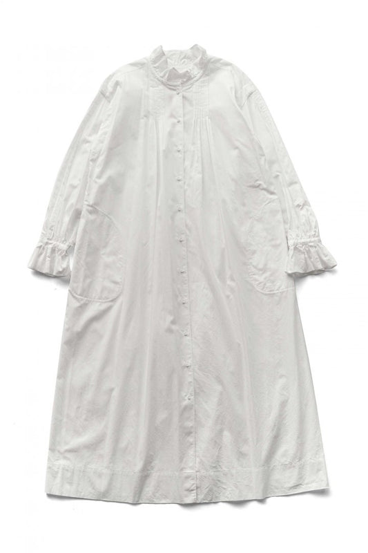 Nigel Cabourn woman - RUFFLE DRESS - WHITE